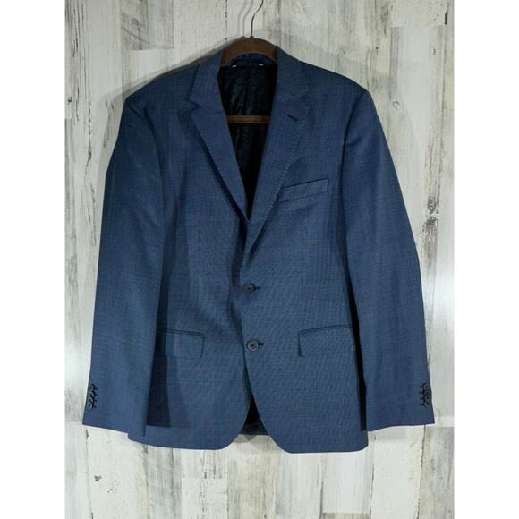 Boss Hugo Boss Mens Blazer Sport Coat Size 38 R Blue Tiny Geometric Viscose READ - Picture 1 of 13